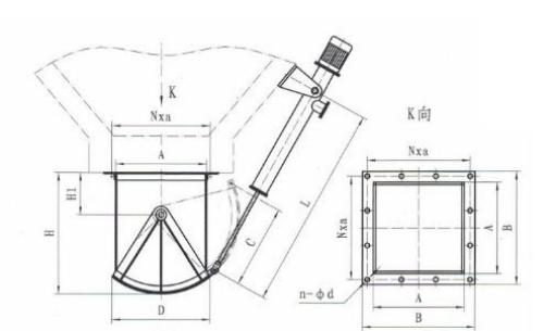 SZ扇形閘門電液動AⅠ型扇形閘門外形簡圖-河南振江機械