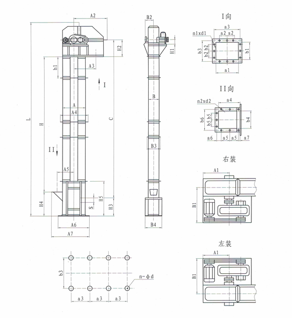 TH型斗式提升機(jī)安裝簡(jiǎn)圖-河南振江機(jī)械